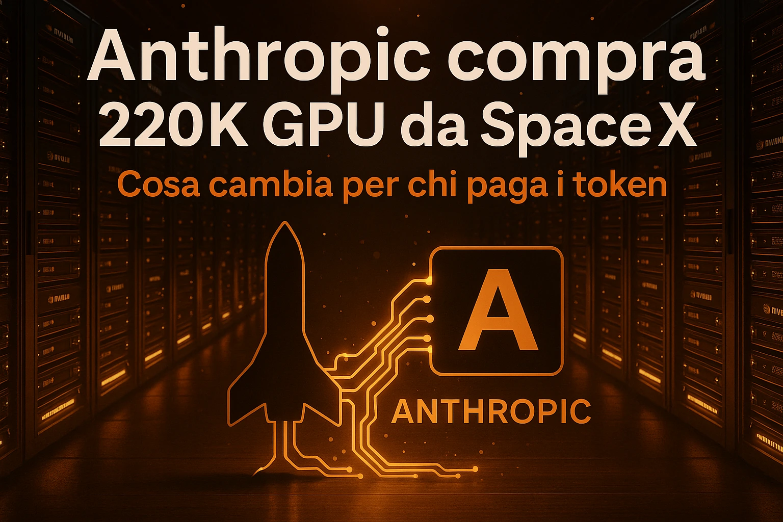 Anthropic compra 220.000 GPU da SpaceX. Cosa cambia davvero per chi paga i token