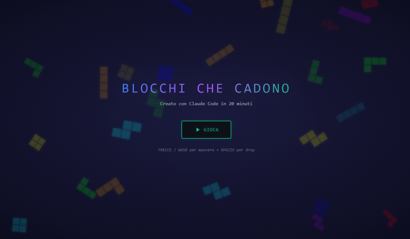 Splash screen di Blocchi che Cadono